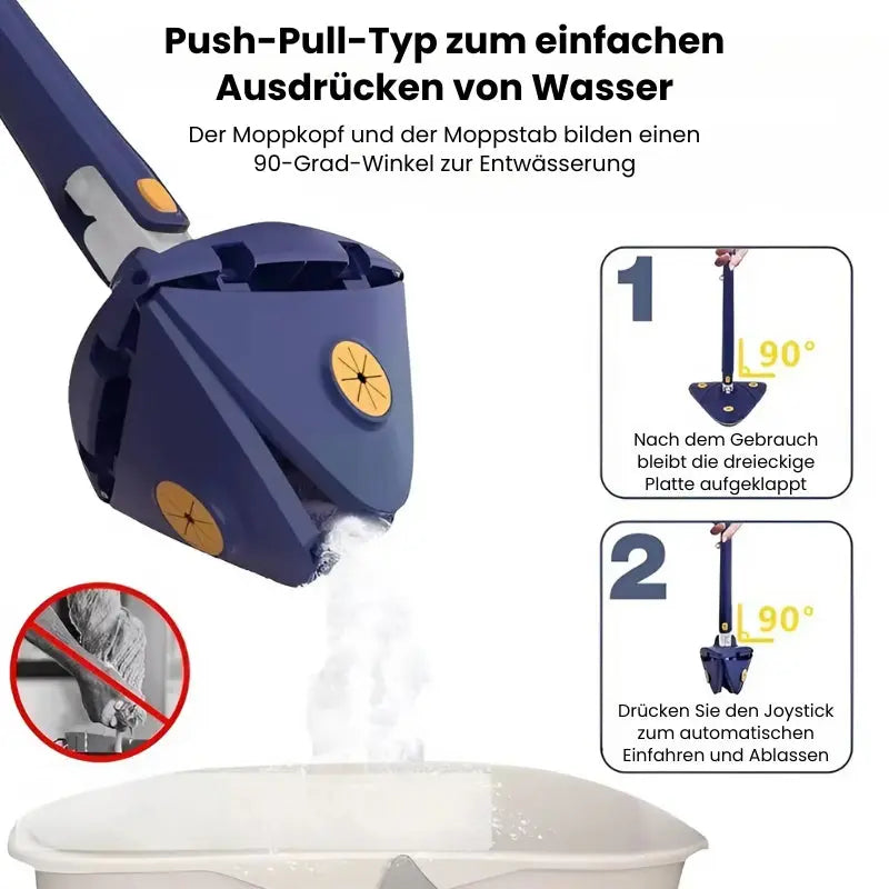 Dreieckiger Wischmopp mit 360° Drehung und einfachem Ausdrücken Mivoza Deutschland