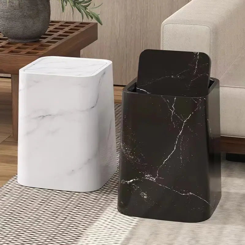 Eleganter Mülleimer im Marmor-Design mit Schwenkdeckel Mivoza Deutschland