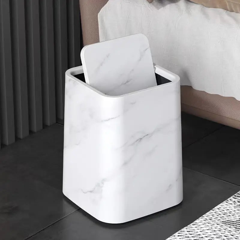 Eleganter Mülleimer im Marmor-Design mit Schwenkdeckel Mivoza Deutschland