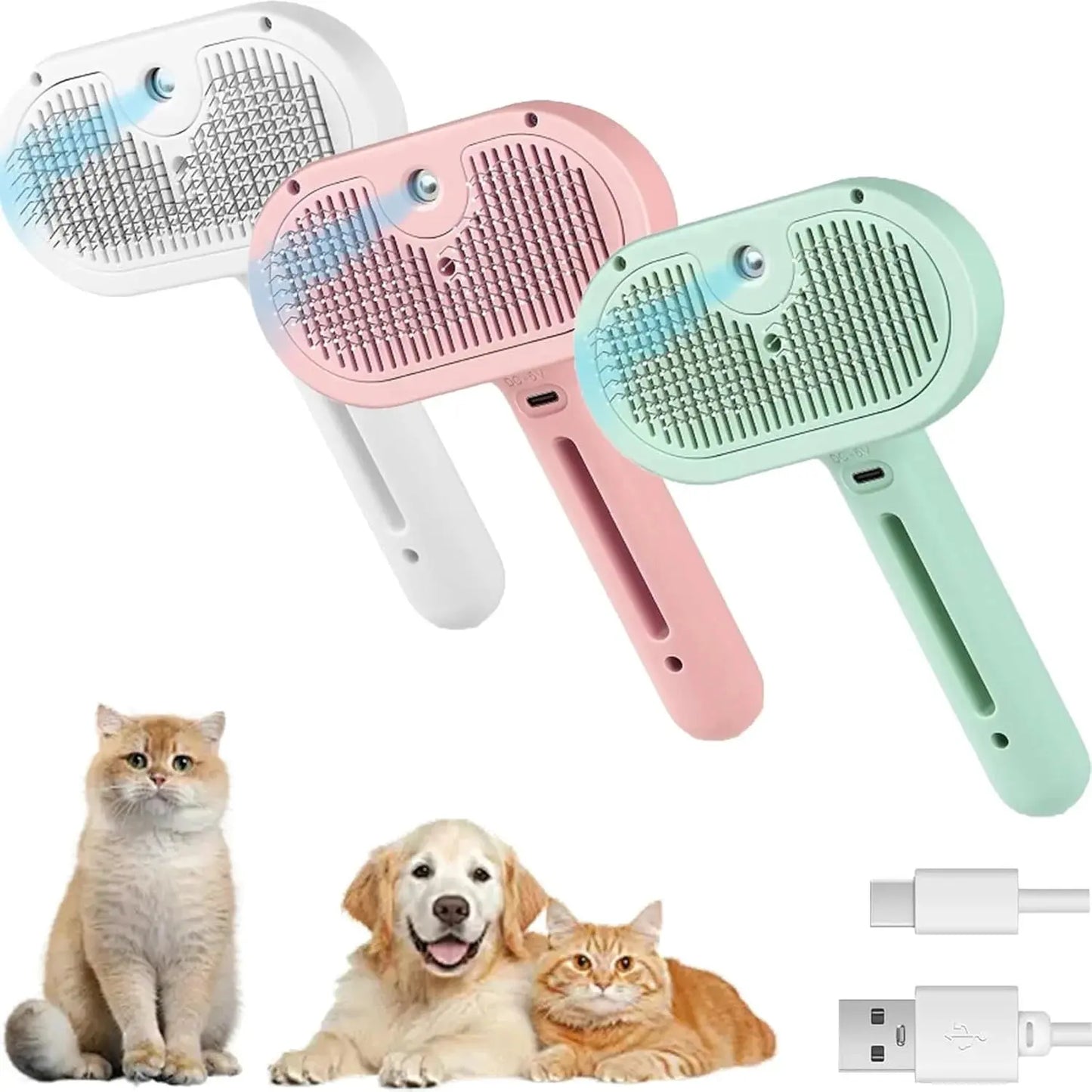 Elektrisches Fellpflegegerät mit Dampfspray – Anti-Statik Bürste für Hunde & Katzen | Kabellos, USB-Akku, 80 Min Laufzeit Mivoza Deutschland