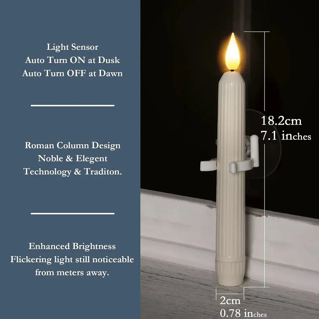 Flammenlose LED‑Fensterkerzen mit Dämmerungssensor, 6er Set Mivoza Deutschland