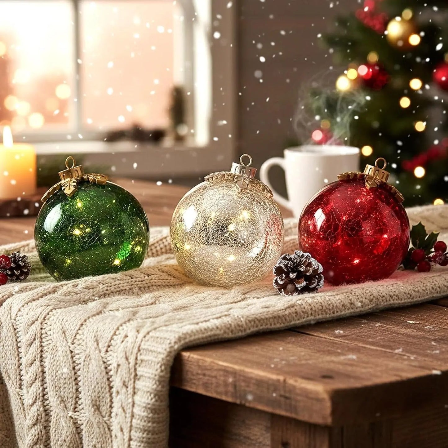 Glas-Tischornamente Weihnachten 3er Set — Verleihen jedem Tisch funkelnden Zauber Mivoza Deutschland