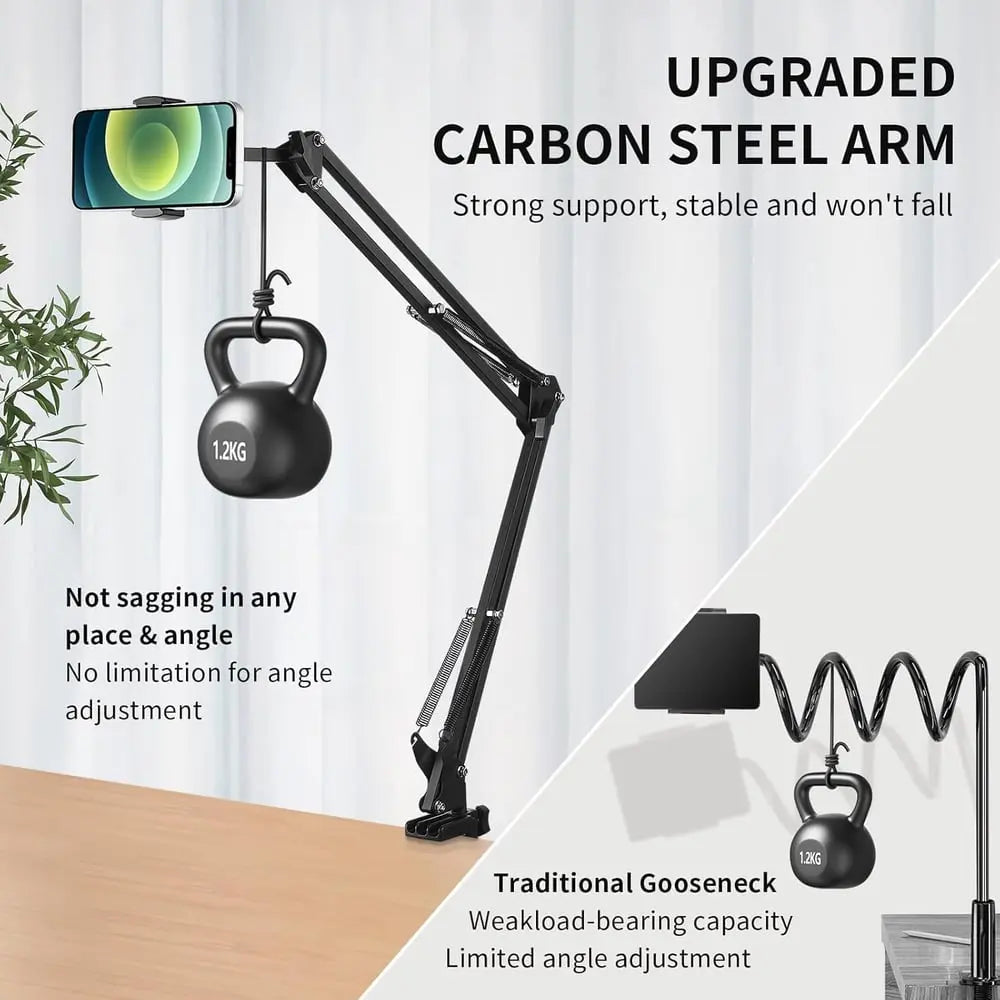 Handyhalter fürs Bett mit langem Arm – Hält Geräte bis 1,2 kg sicher Mivoza Deutschland
