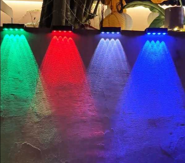 RGB-Solarwandleuchte für Terrasse und Fassade mit 4-seitiger Beleuchtung und Farbwahl Mivoza Deutschland