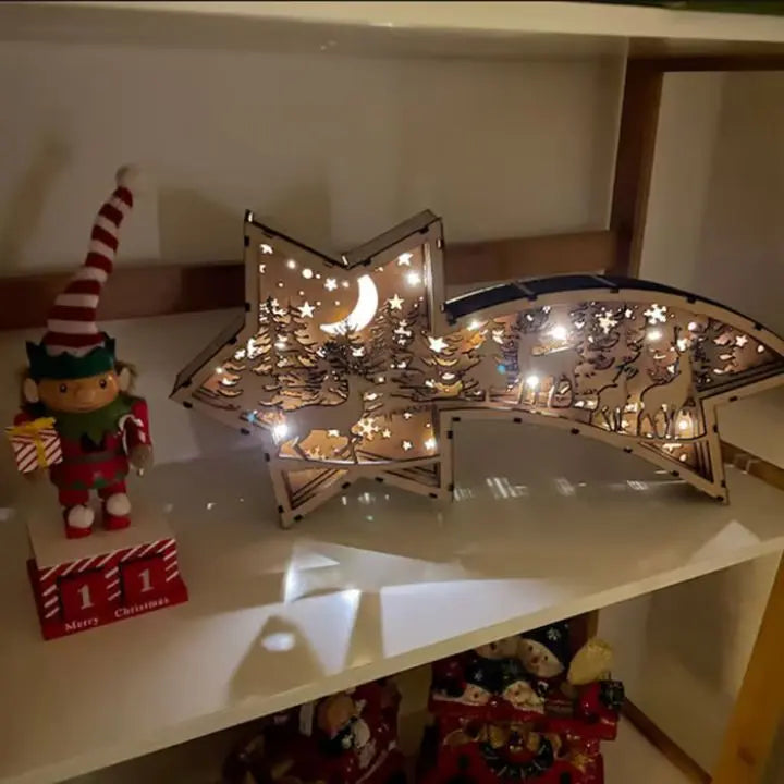 LED-Holzstern mit Krippenszene – Sternförmige Tischlampe Mivoza Deutschland