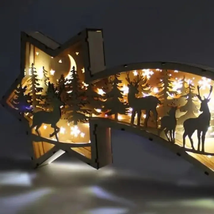 LED-Holzstern mit Krippenszene – Sternförmige Tischlampe Mivoza Deutschland