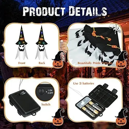Leuchtender Hexenhut – LED-Halloween-Dekoration für den Außenbereich mit blinkenden Modi Mivoza Deutschland