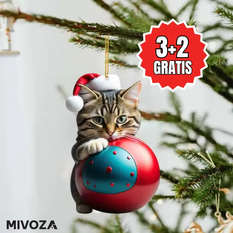 Lustige Katze 2D Acryl Weihnachtsbaum Ornament 2024 (3+2 GRATIS) Mivoza Deutschland