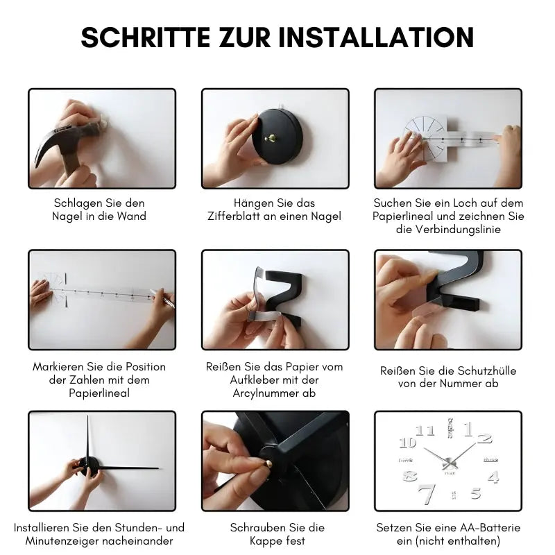 Moderne rahmenlose DIY-Wanduhr Mivoza Deutschland