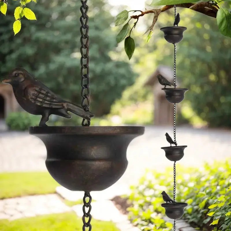Regenkette mit Vogelbad – Zieht Vögel an & macht Regentage schön Mivoza Deutschland