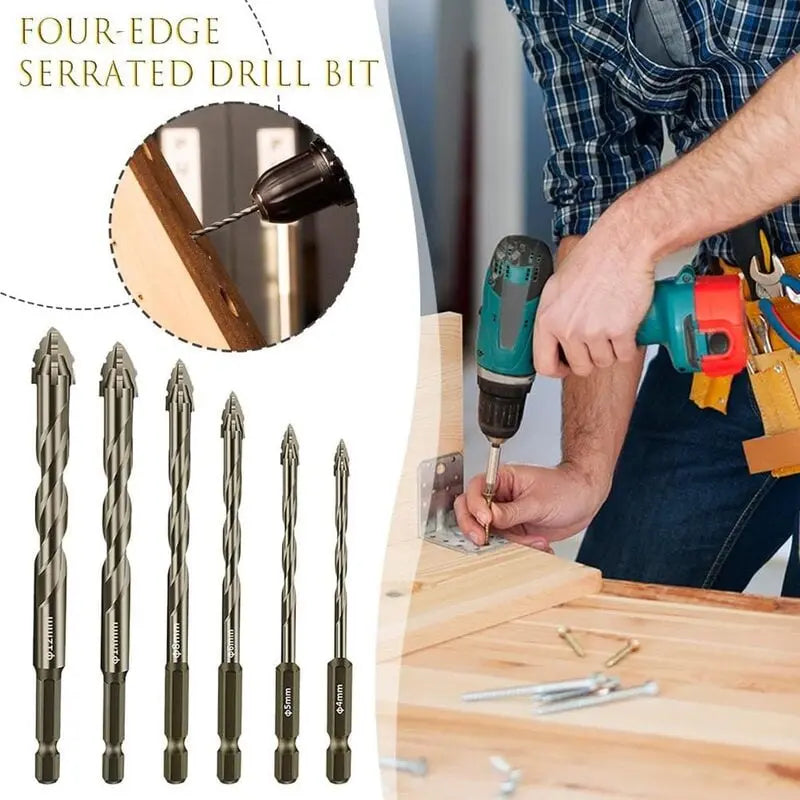 Sägezahn-Bohrer Set — Titanbeschichtet & hitzebeständig im 4-Nut-Design 6er Set Mivoza Deutschland