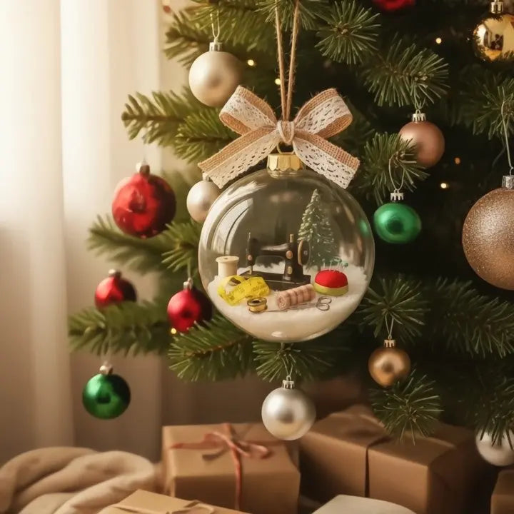 Schneekugel-Ornament mit Nähmotiv und Funkeleffekt Mivoza Deutschland