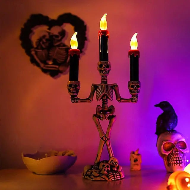 Skelett-Kerzenständer Lampe — Schaurige Tischdeko zu Halloween Mivoza Deutschland