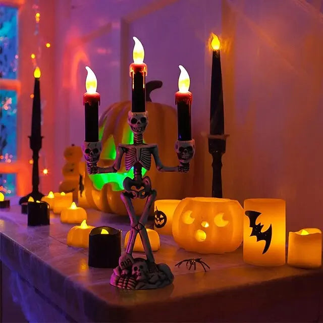 Skelett-Kerzenständer Lampe — Schaurige Tischdeko zu Halloween Mivoza Deutschland