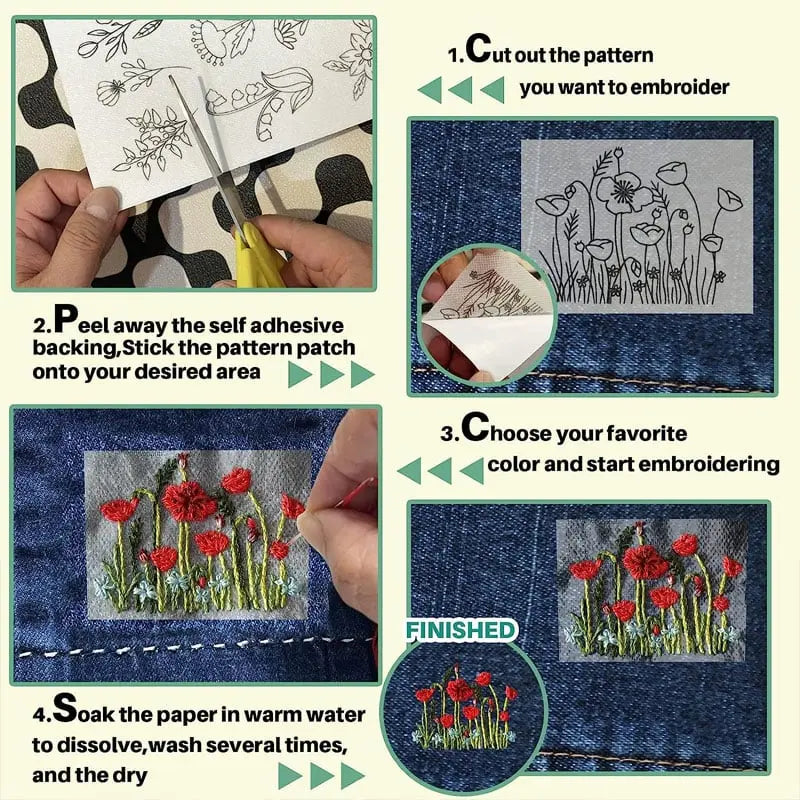 Stickblumenmuster — Wasserlösliche Designs für Bastelarbeiten Mivoza Deutschland