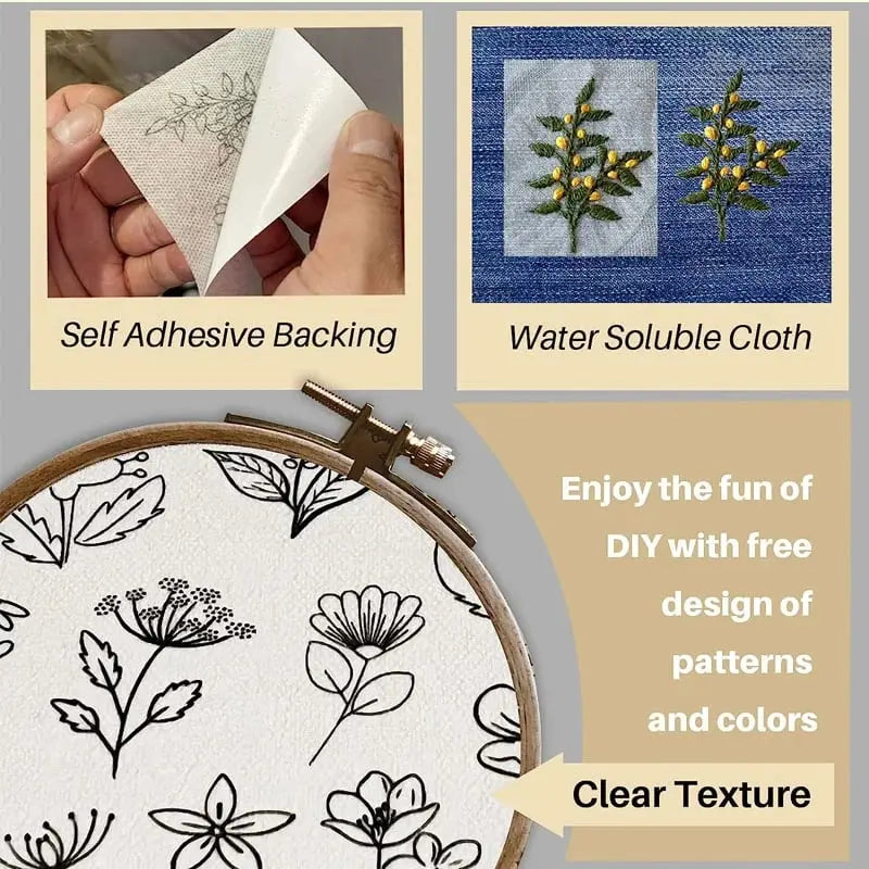 Stickblumenmuster — Wasserlösliche Designs für Bastelarbeiten Mivoza Deutschland