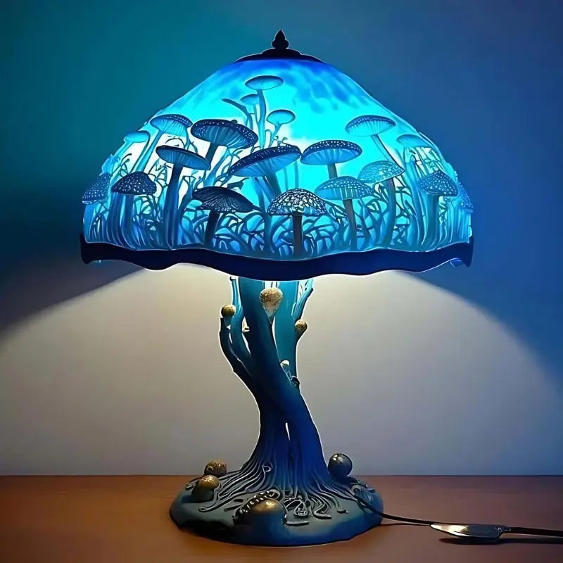 Tischlampe aus gebeiztem Glas mit buntem Harzsockel Mivoza Deutschland