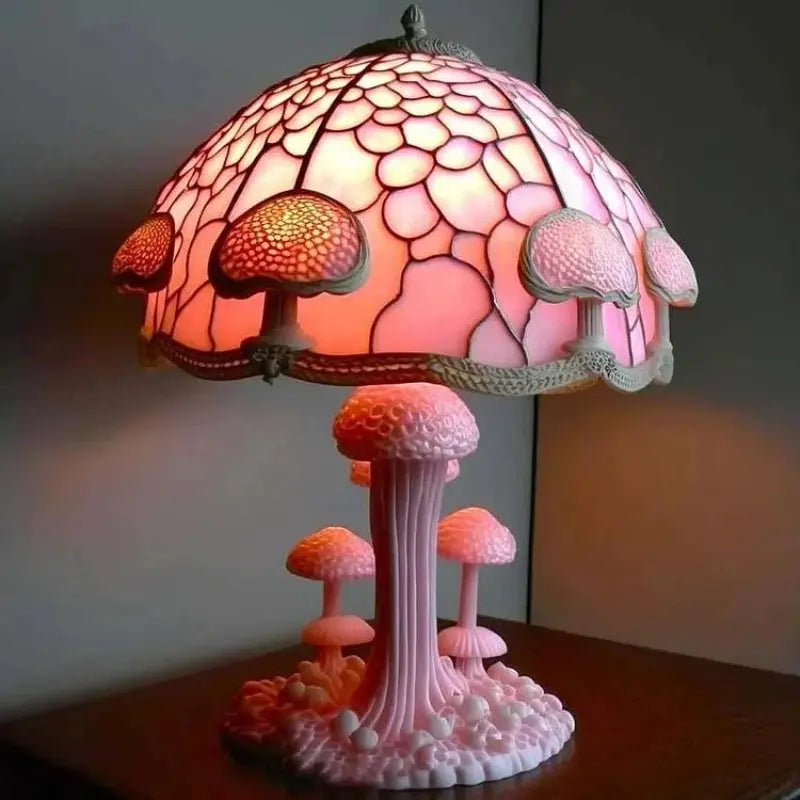 Tischlampe aus gebeiztem Glas mit buntem Harzsockel Mivoza Deutschland
