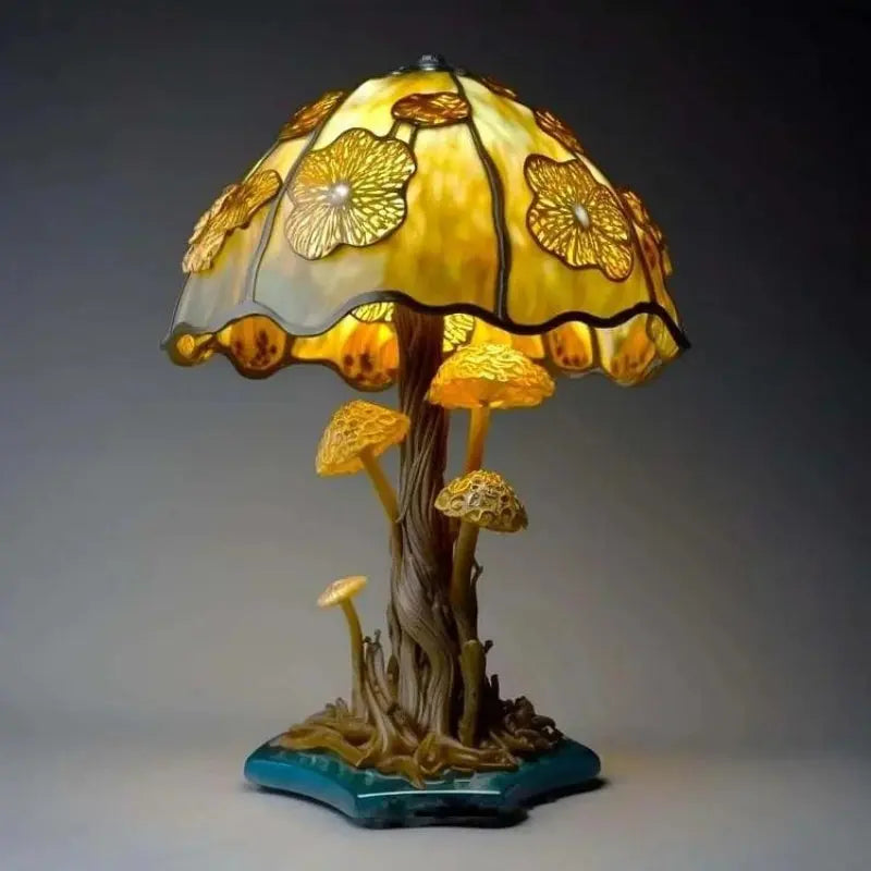 Tischlampe aus gebeiztem Glas mit buntem Harzsockel Mivoza Deutschland
