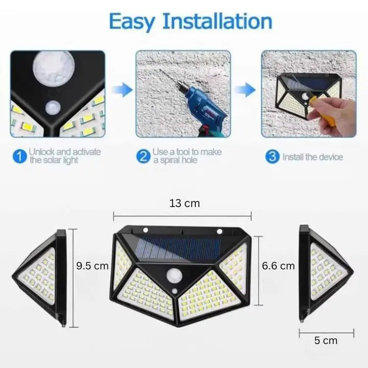 Wasserdichte Bewegungssensor LED-Solar-Wandlampe (100 LED) Mivoza Deutschland