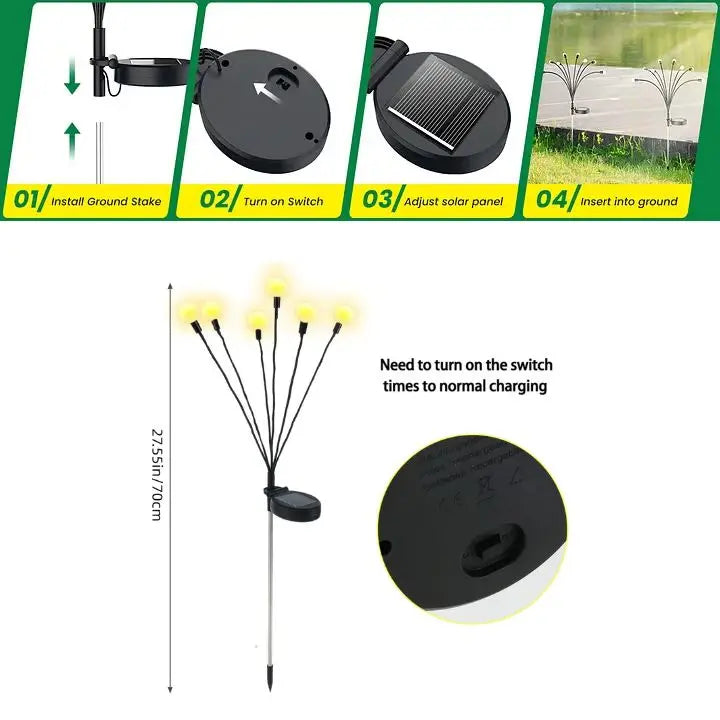 Wasserdichte Solar-Glühwürmchen-Lichter ( 6 LEDS ) Mivoza Deutschland
