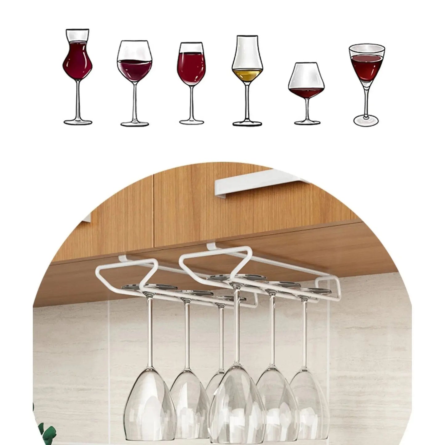 Weinregal zur Unterbau-Montage — Platzsparender Glashalter mit einfacher Installation Mivoza Deutschland