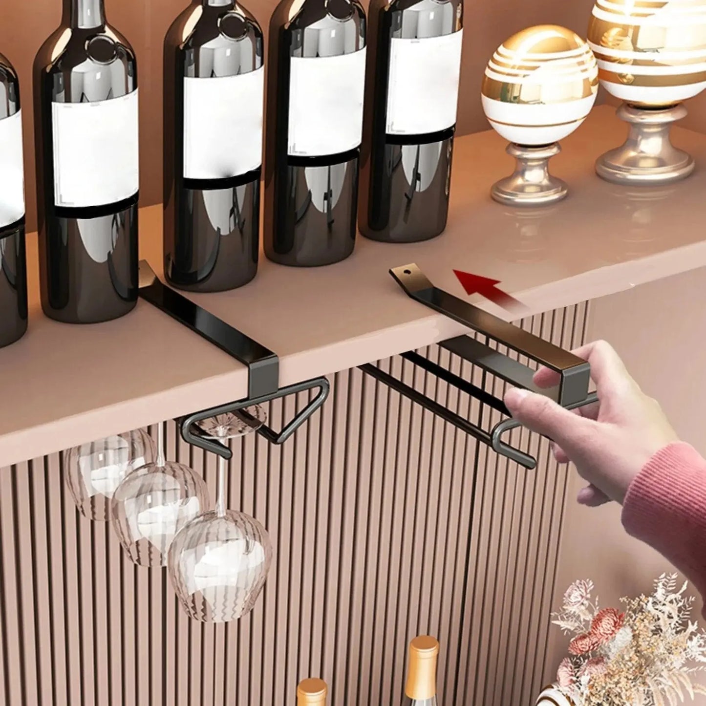 Weinregal zur Unterbau-Montage — Platzsparender Glashalter mit einfacher Installation Mivoza Deutschland