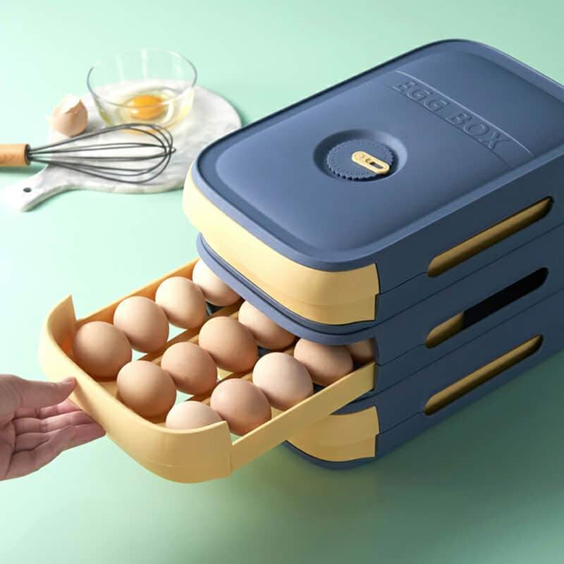 Eier-Aufbewahrungsbox mit Schublade – Platzsparender Organizer mit Anti-Kollisions-Design Mivoza Deutschland