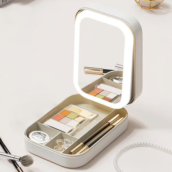 Tragbarer Make-up-Organizer — Kompakter LED-Spiegel mit einstellbarer Beleuchtung Mivoza Deutschland
