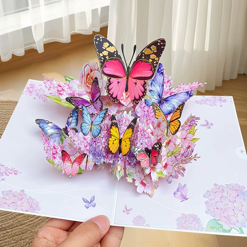 3D Pop-Up Grußkarte – Bunte Schmetterlinge & Gänseblümchen mit Umschlag Mivoza Deutschland
