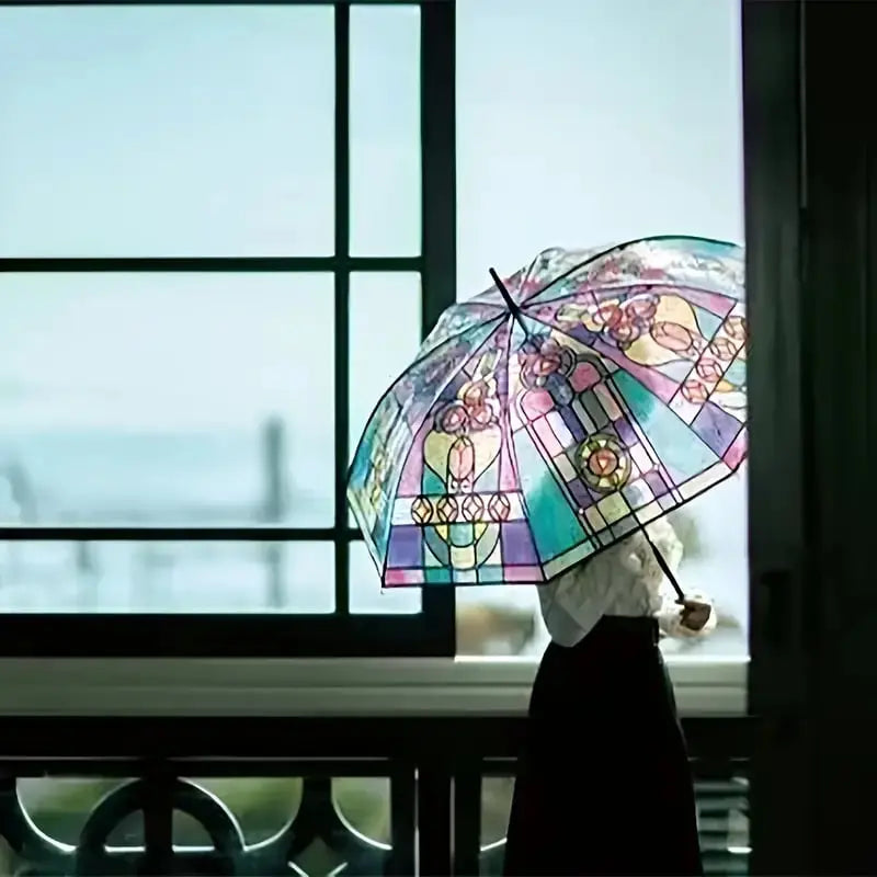 Buntglas-Kunst-Regenschirm — Automatischer Windschutz und Regenschutz Mivoza Deutschland