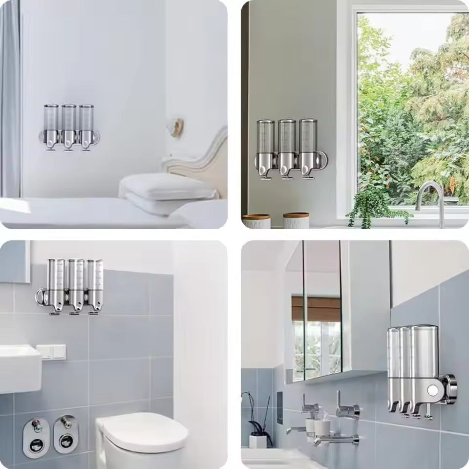 Wandseifenspender mit 3 Kammern — Elegant, hygienisch & platzsparend