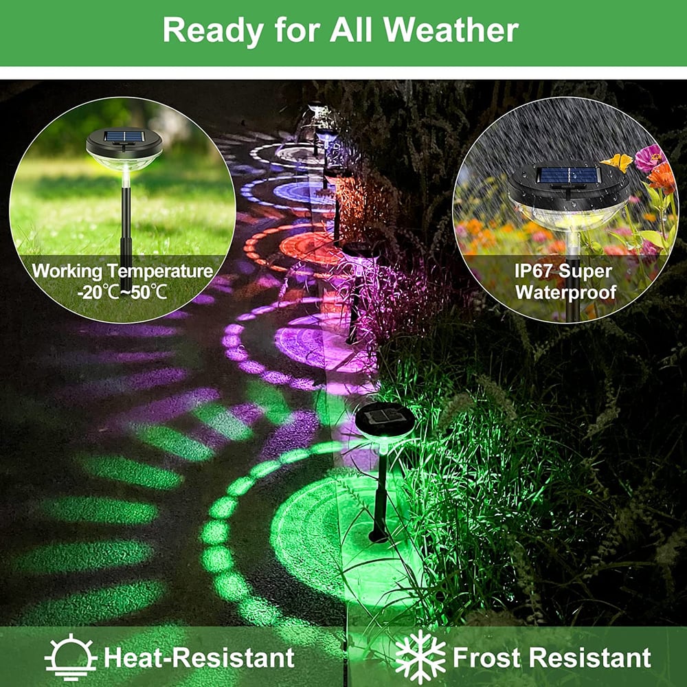 2er-Set Solar-Gartenlichter – LED-Wegeleuchten mit Sonnenmuster-Projektion! Mivoza Deutschland