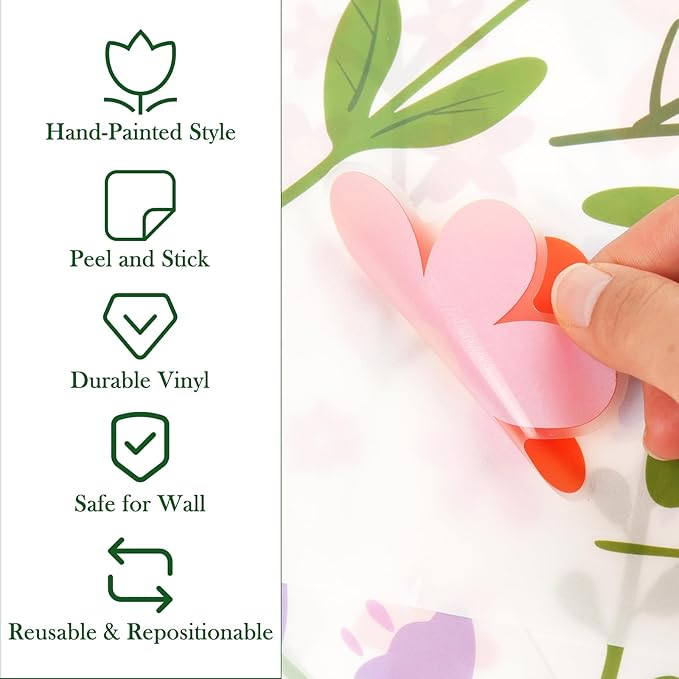 8 Bögen Frühlingshafte Blumen-Wandsticker – 102 selbstklebende Motive für ein frisches Zuhause! Mivoza Deutschland