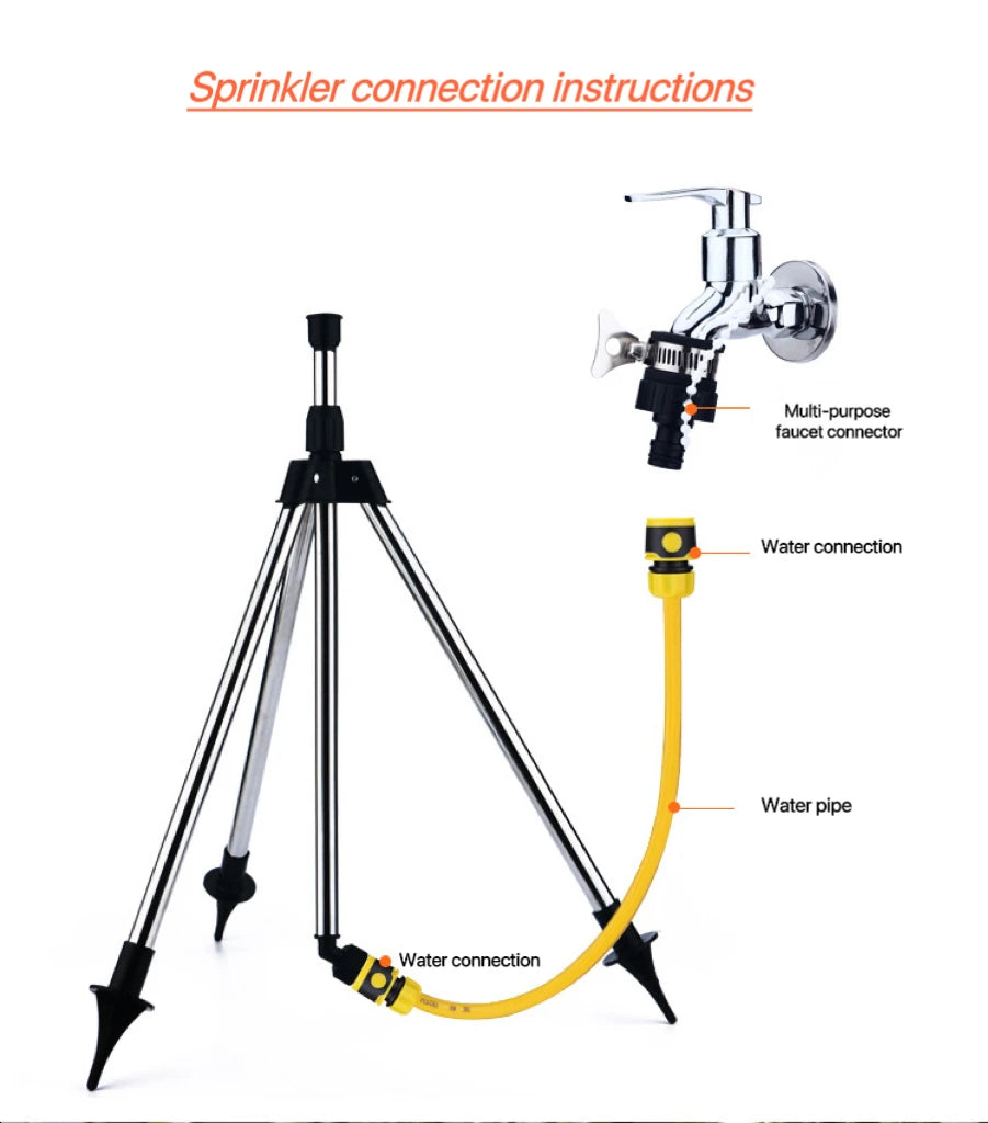 Rotierendes Dreibein-Sprinkler-Set mit Gratis-Gewindeverbinder Mivoza Deutschland