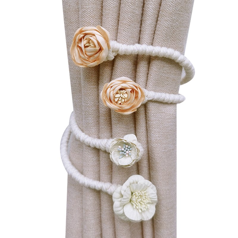 Vorhanghalter mit Blumen – Vintage Look & Biegsame Kordel (2er-Set) Mivoza Deutschland