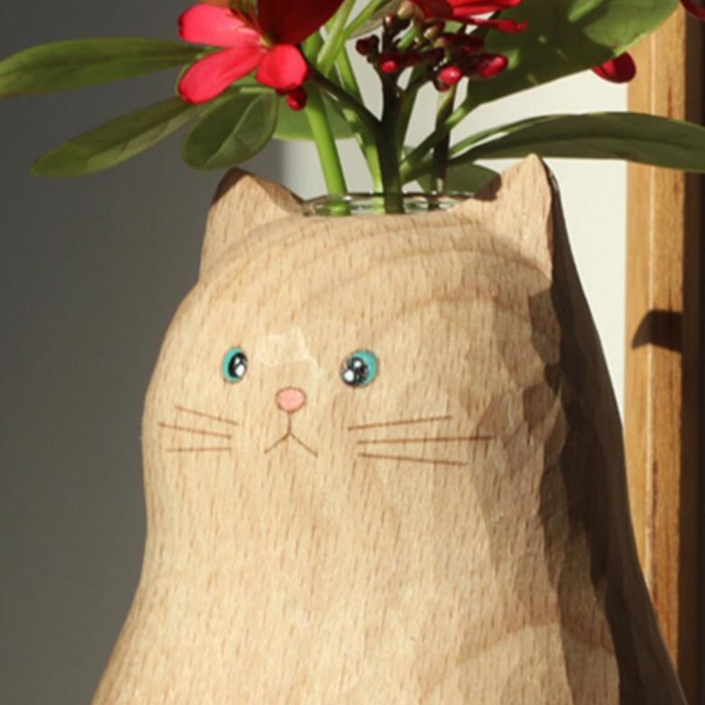 Handgefertigte Katzenvase aus Holz – Einzigartige & Umweltfreundliche Deko Mivoza Deutschland