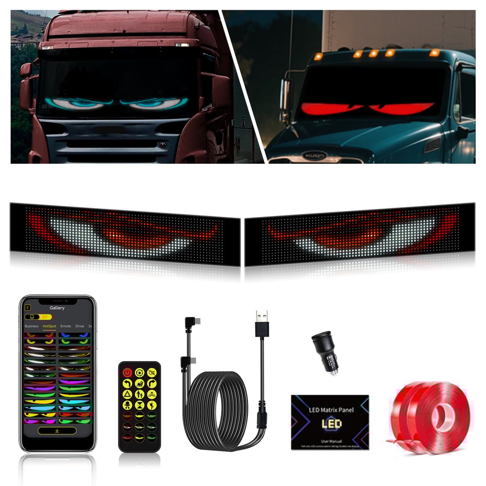😈 Halloween Spooktacular Deal Alert! 🎃 Devil Eyes LED Sign: App - Controlled, Animated for Car/Truck Windshields Mivoza Deutschland