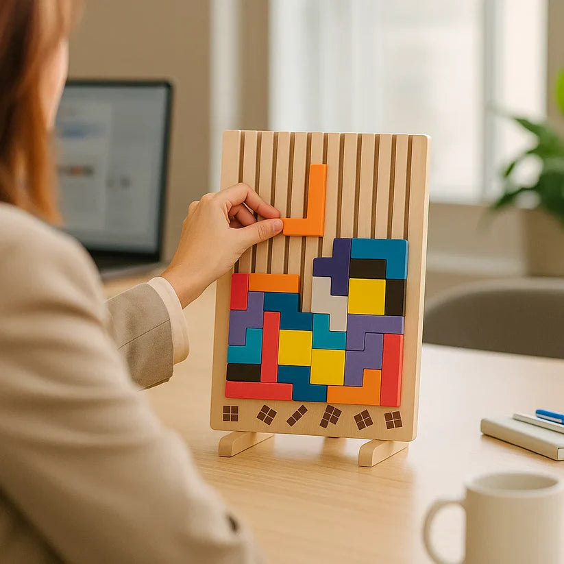 Holz-Tetris-Puzzlebrett – Der perfekte Brain-Break für Ihren Schreibtisch