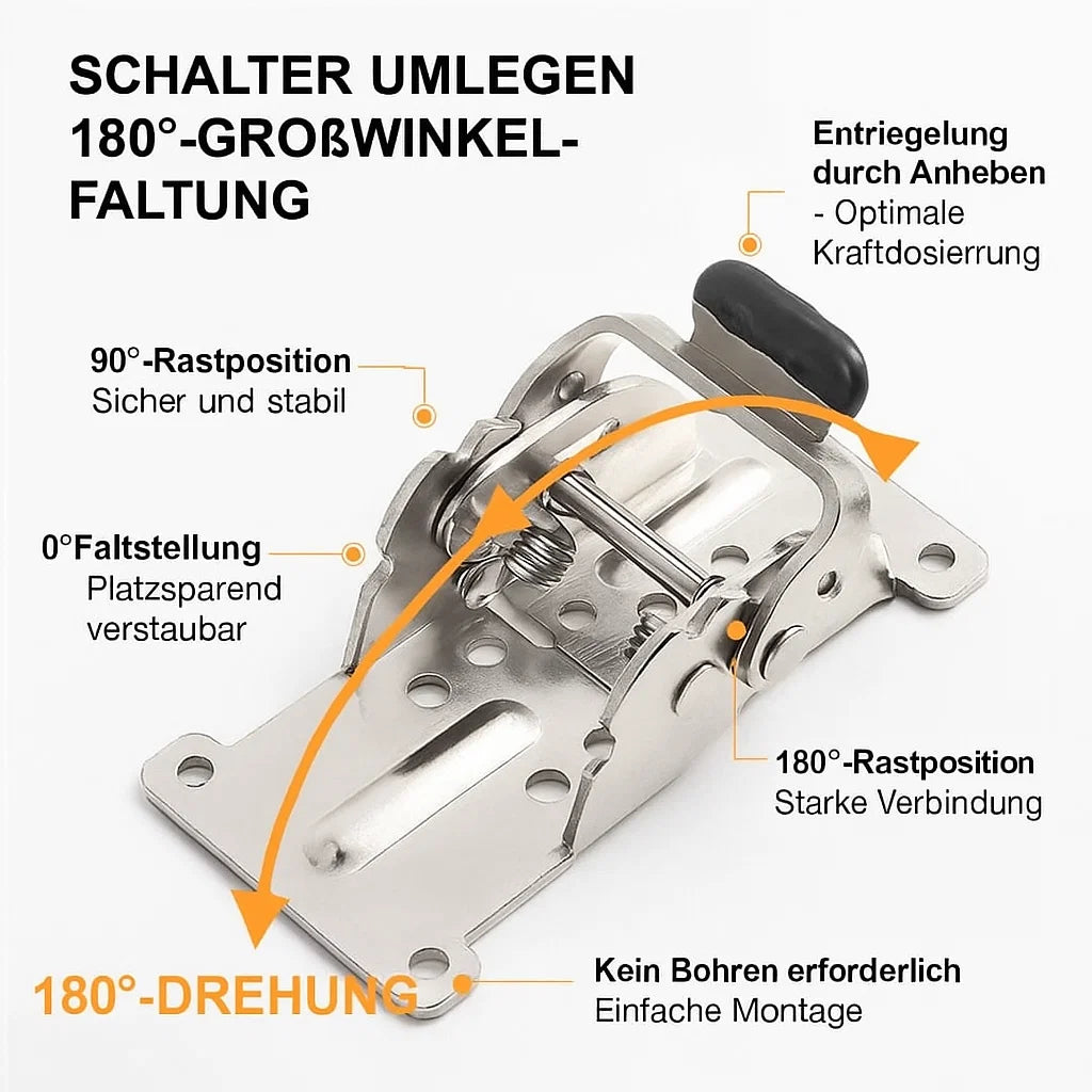 Klappbare Tischbeine - Verwandeln Sie jeden Tisch in ein platzsparendes Wunder (90° Auto-Lock)