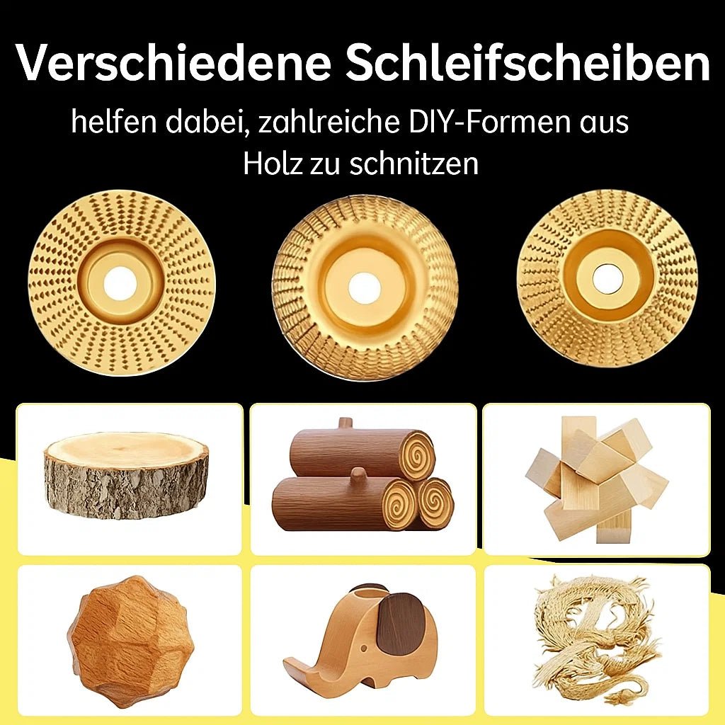 Holzschnitzscheiben-Set für Winkelschleifer – Sauber formen ohne Kraftverlust