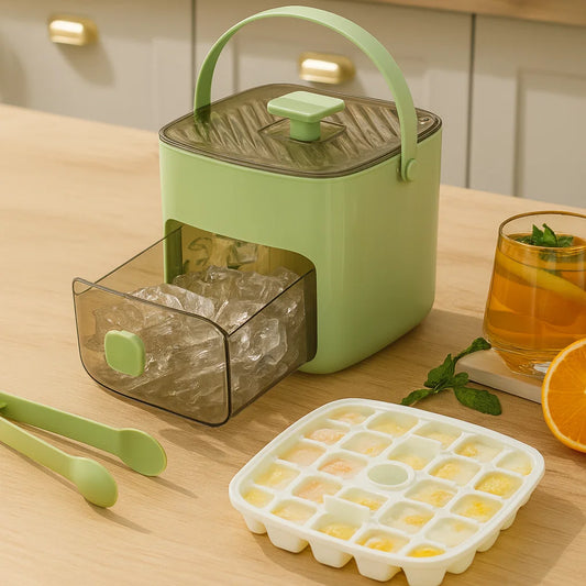 Eiswürfelbox mit Druckfunktion – 48 Würfel ohne Kleckern & ohne Mühe