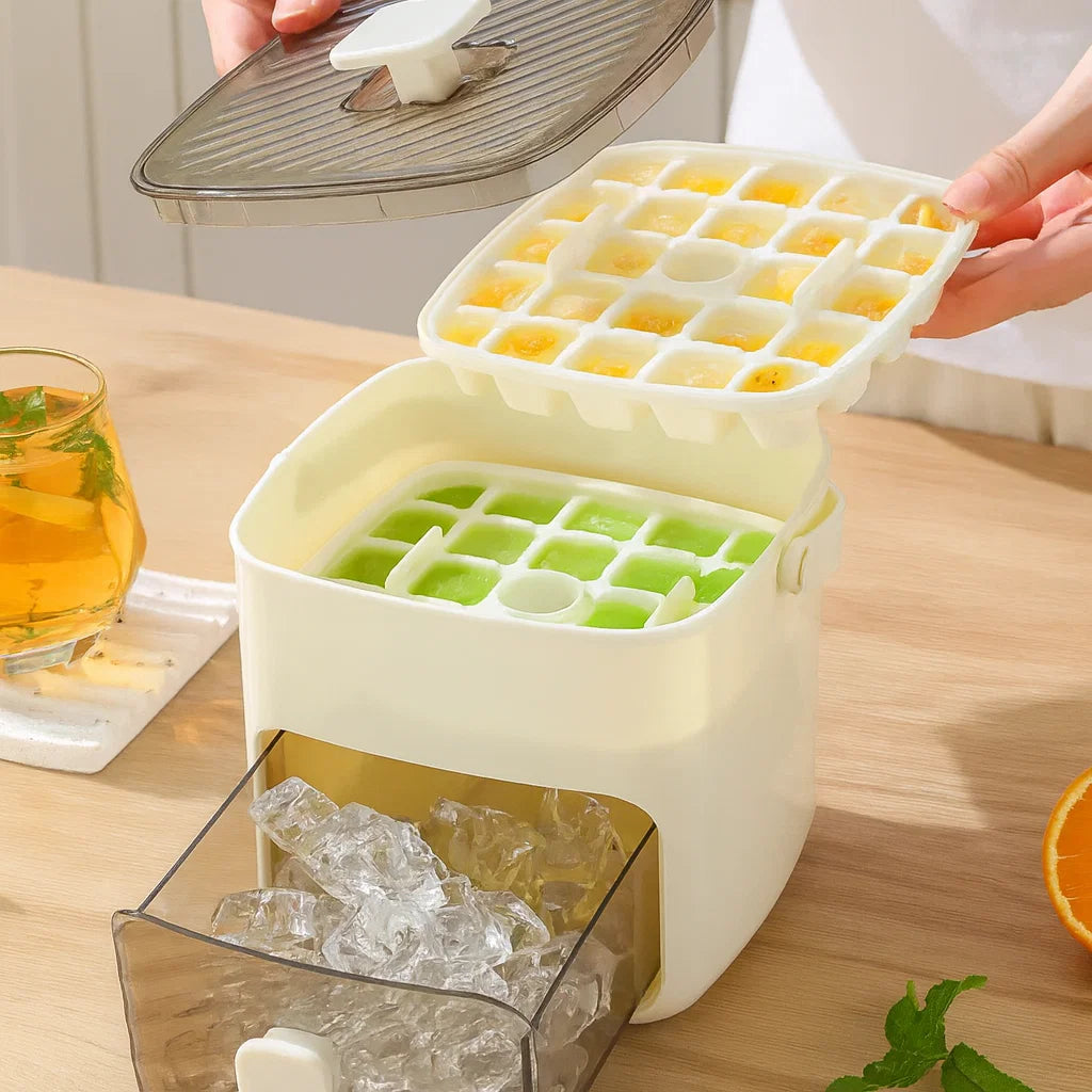 Eiswürfelbox mit Druckfunktion – 48 Würfel ohne Kleckern & ohne Mühe