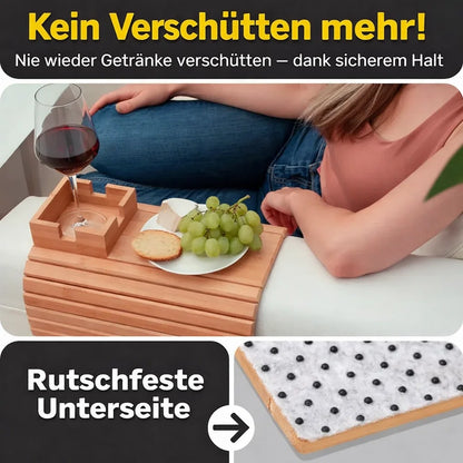 Bambus Armlehnen Tablett — Umweltfreundlicher Becher- und Snackhalter für das Sofa