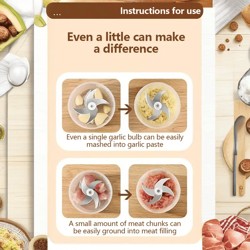 Elektrischer Mini-Zerkleinerer – Schnelle Zubereitung in Sekunden