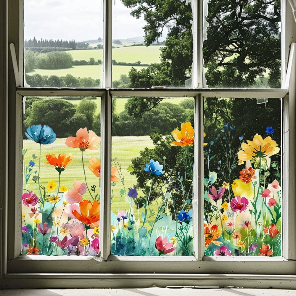Beidseitiger Fensteraufkleber mit Blumenmotiv (kann auf jede Größe zugeschnitten werden) – 1 kaufen, 1 gratis erhalten! Mivoza Deutschland