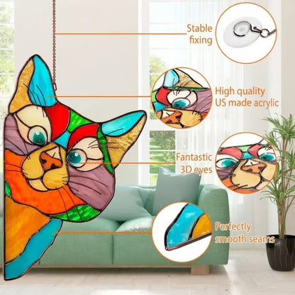 Handgefertigter Katzen-Suncatcher – Fensterdeko mit Stil