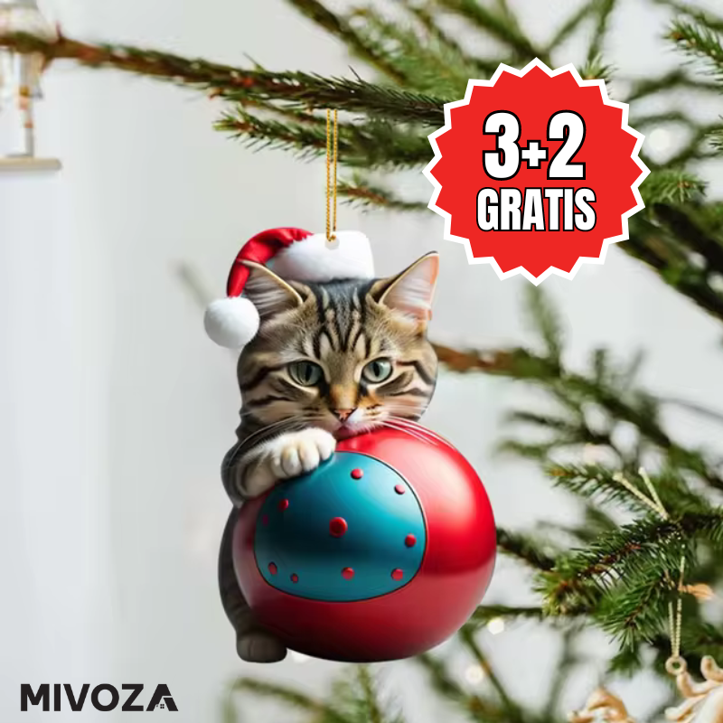 Lustige Katze 2D Acryl Weihnachtsbaum Ornament 2024 (3+2 GRATIS)