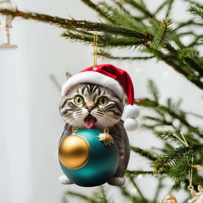 Lustige Katze 2D Acryl Weihnachtsbaum Ornament 2024 (3+2 GRATIS)