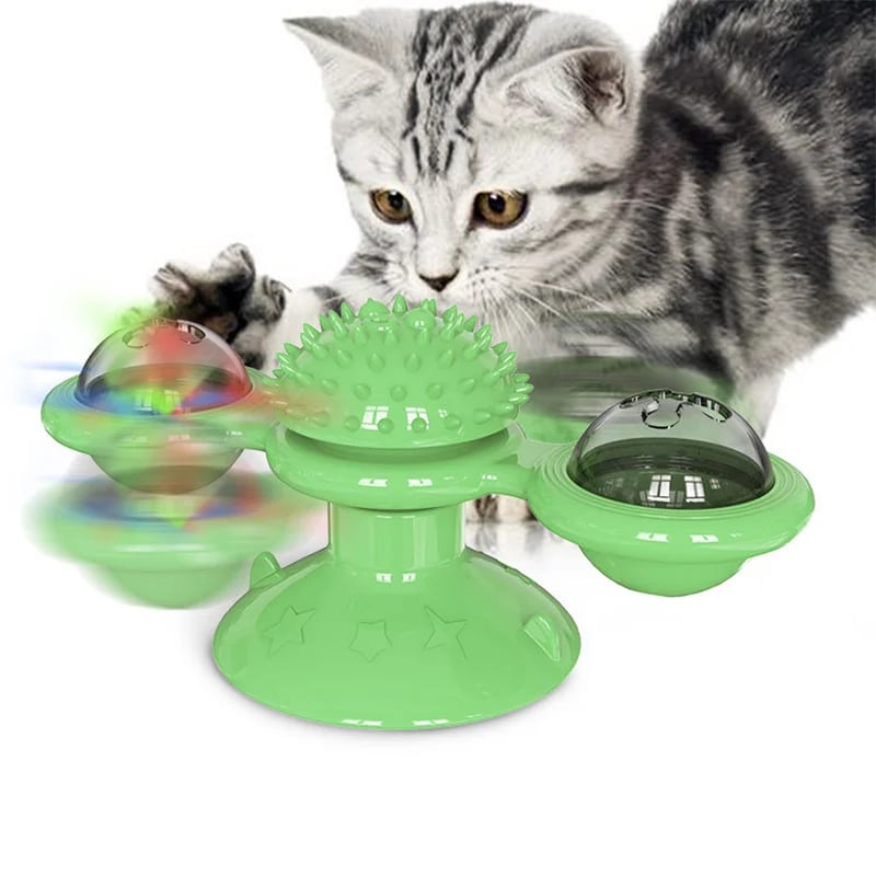 Rotierendes Katzen-Spielzeug mit Leuchteffekt und Katzenminze